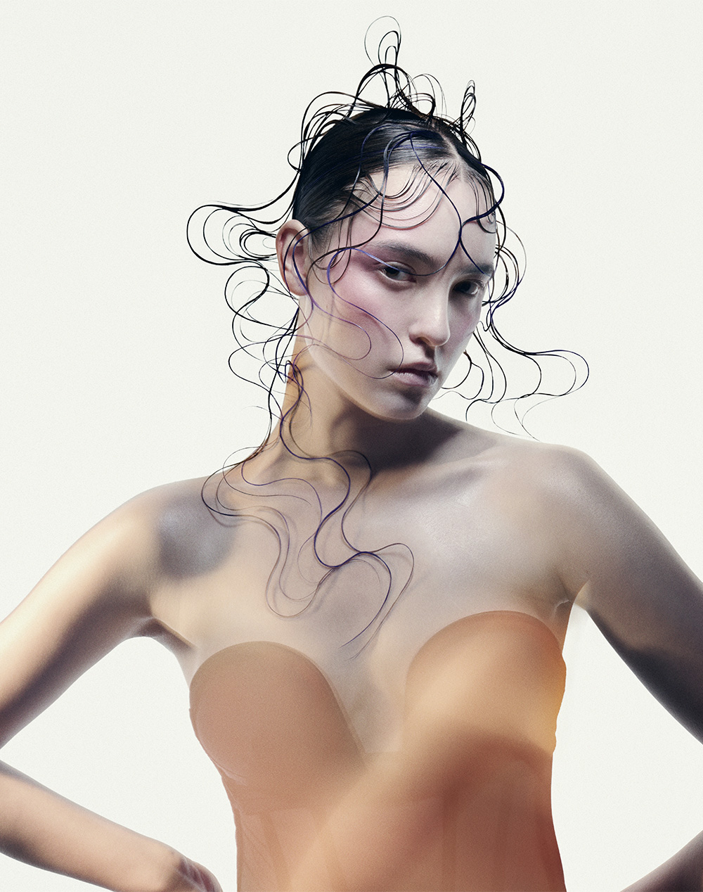 Sculptural Wet-Look Updo with Face-Framing Tendrils - Lisa Muscat Vitale - Ascension Collection